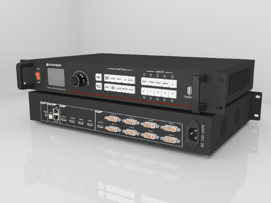 上海靈信VX-6視頻處理器4個(gè)HDMI通道4K超高清輸入，可以實(shí)現(xiàn)超大屏點(diǎn)對(duì)點(diǎn)顯示